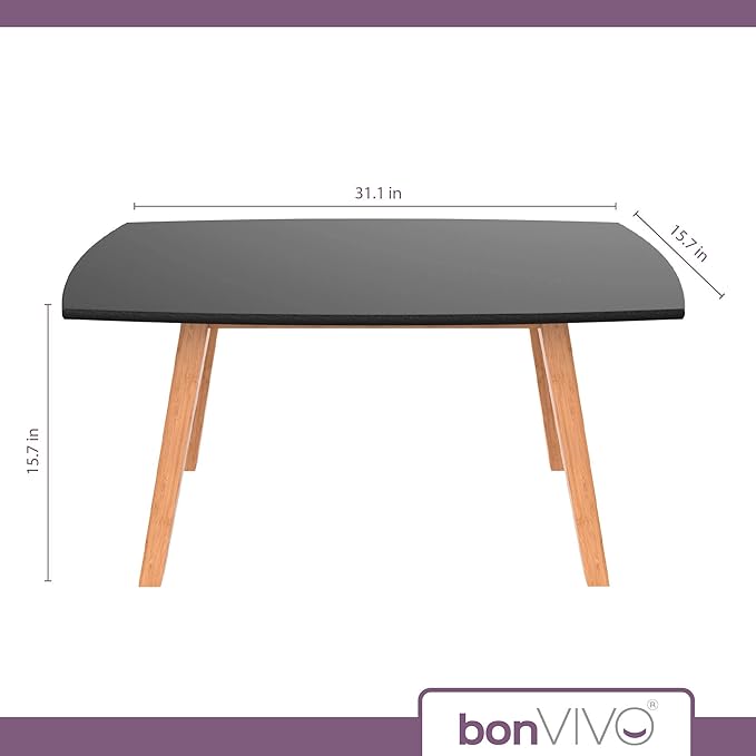 bonVIVO Small Coffee Table - Franz Designer Low Coffee Table with Wooden Frame for Small Spaces and Storage, Small Desk, Living Room Furniture for Men and Women - Black - LeafyLoom