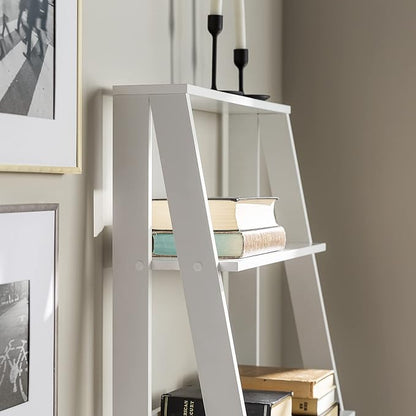 Walker Edison Sophia Modern 4 Shelf Ladder Bookcase , 55 Inch, White - LeafyLoom