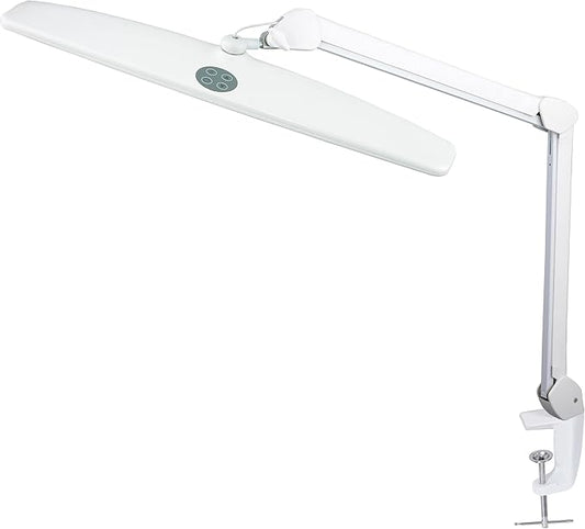 Neatfi Elite HD XL Task Lamp, 3 Adjustable Light Modes, 22 Inches Wide, 2260 Lumens, 84PCS SMD LED, Super Bright Desk Lamp, Non-Polar Dimming (CCT with Clamp, White, 22 Inches) - LeafyLoom