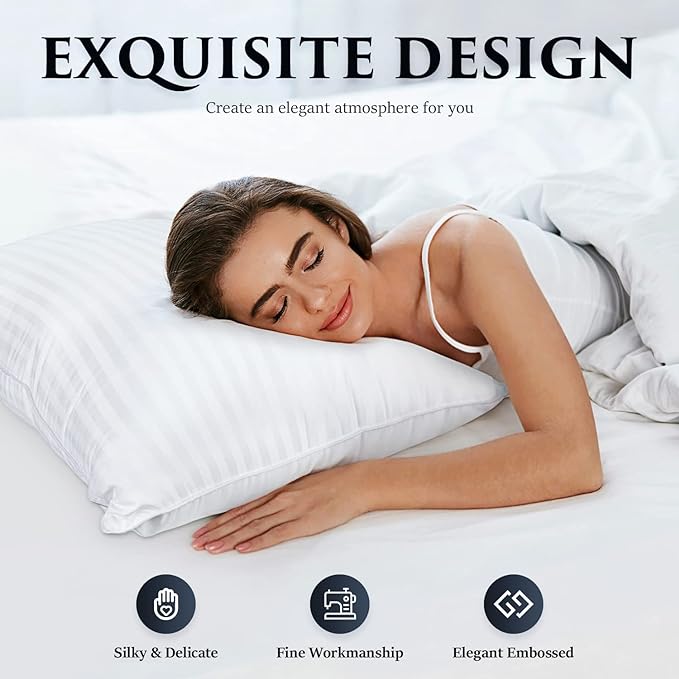 COZSINOOR Bed Pillows Queen Size: Hotel Quality Set of 2 - Down Alternative Microfiber Filled for Back, Stomach, Side Sleepers, Breathable & Skin-Friendly - LeafyLoom