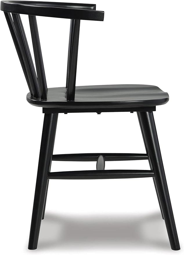 Signature Design by Ashley Otaska Modern Farmhouse Spindle Dining Chair, Set of 2, Black - LeafyLoom