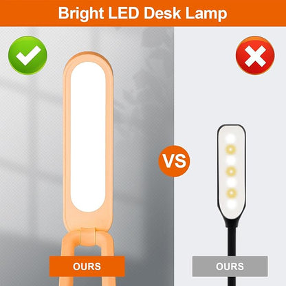 LED Desk Lamp for Office Home & Battery Operated Lamp Rechargeable Lamp Foldable & Portable Light, LED Desk Light Strip, 3 Brightness Dimmable Small Desk Lamp Reading Lamp (Orange) - LeafyLoom