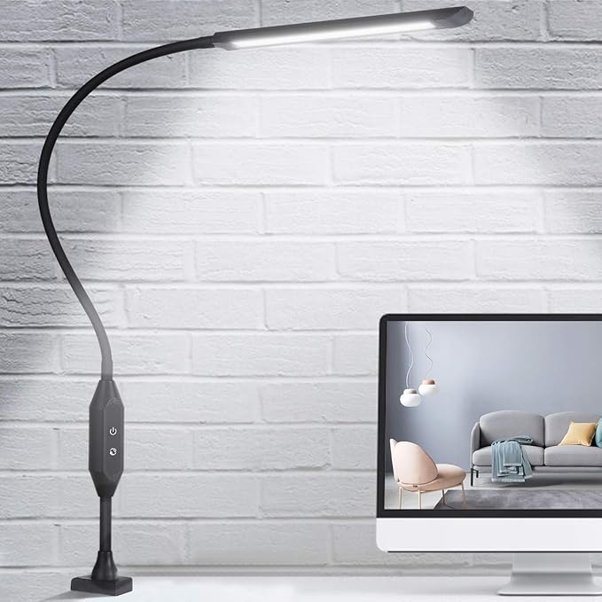 KEDSUM LED Desk Lamp with Clamp, Flexible Gooseneck Clamp Lamp with Touch & Remote Control, 10W Eye-Care Architect Desk Lamp for Office/Home, with 5 Color Modes, 5-Level Brightness & Memory Function - LeafyLoom