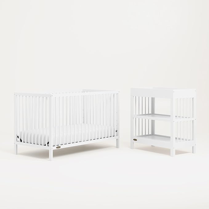 Graco Teddi 5-in-1 Convertible Crib (White) – GREENGUARD Gold Certified, Converts to Daybed, Toddler & Twin Bed with Headboard and Footboard, Adjustable Mattress Height - LeafyLoom