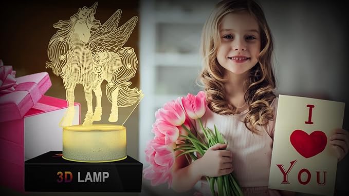 3D LED Night Light for Kids, 7 Colors Changing Unicorn Light, 3 Modes with Remote Control 3D Optical Illusion Light for Kids Bedroom, Home Decor, Birthday Xmas Party Thanksgiving Halloween Gifts - LeafyLoom