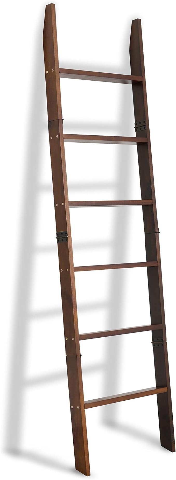 VASGOR 68" Blanket Ladder Wooden Decorative, Wall Leaning Blanket Holder Rack (Rustic) - LeafyLoom