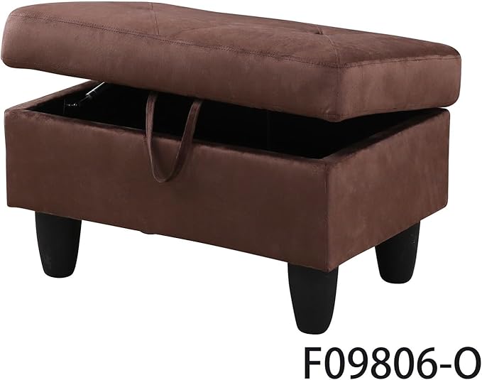 3-Piece L-Shaped Sectional Couches with 66.5'' Chaise Lounge & Storage Ottoman, 97'' Modular Living Room Sofas for Home Office Apartment, Large Living Furniture Right(Brown Microfiber) - LeafyLoom