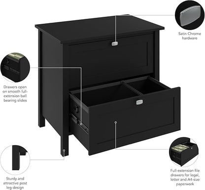 Bush Furniture Broadview 2 Drawer Lateral File Cabinet in Classic Black | Storage for Home Office Workspace - LeafyLoom