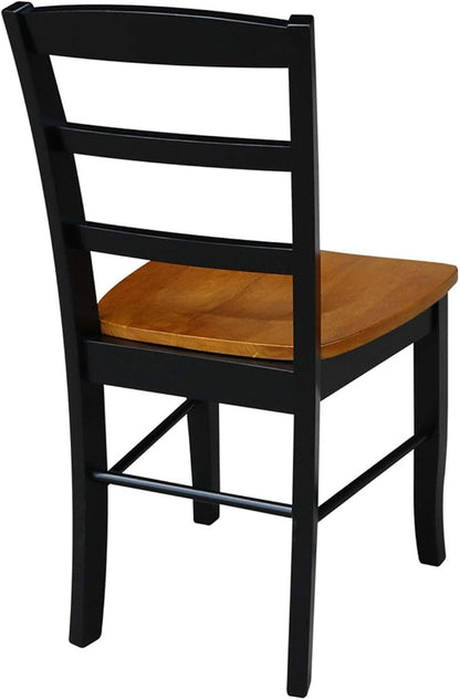 International Concepts Pair of Madrid LadderBack Chairs, Black/Cherry - LeafyLoom