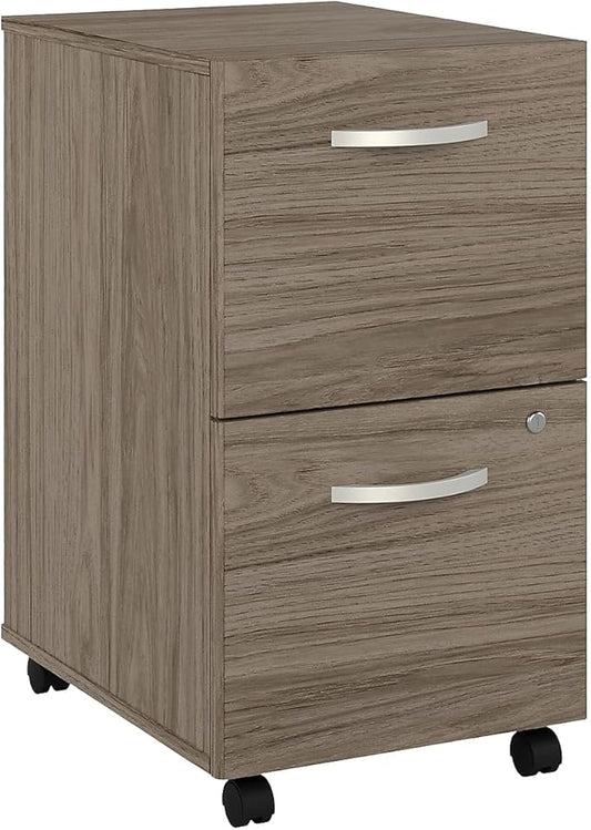 Bush Furniture HYF116MHSU-Z Bush Business Furniture Hybrid 2-Drawer Mobile File Cabinet, Letter/Legal, Modern Hickory, 20-Inch - LeafyLoom