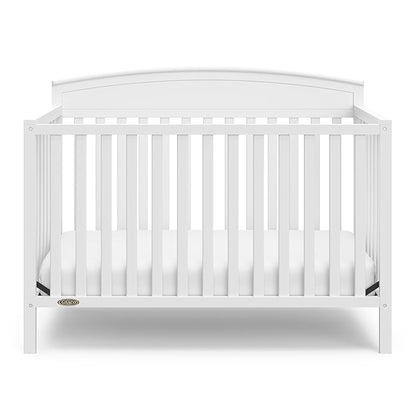 Graco Benton 5-in-1 Convertible Crib (White) – GREENGUARD Gold Certified, Converts from Baby Crib to Toddler Bed, Daybed and Full-Size Bed, Fits Standard Full-Size Crib Mattress - LeafyLoom