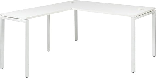 OSP Home Furnishings Designs Prado Complete L-Shaped Desk With Laminate Top and Metal Legs, White - LeafyLoom