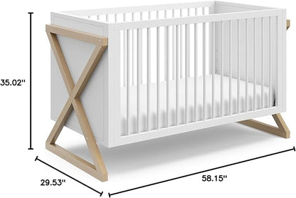 Storkcraft Equinox 3-in-1 Convertible Crib (Driftwood) - Easily Converts to Toddler Bed & Daybed, 3-Position Adjustable Mattress Support Base, Modern Two-Tone Design for Contemporary Nursery - LeafyLoom