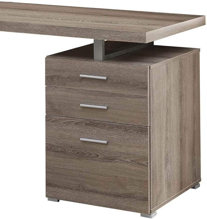 Monarch Specialties Computer Desk with File Cabinet-Left or Right Set-Up, 48" L, Dark Taupe - LeafyLoom