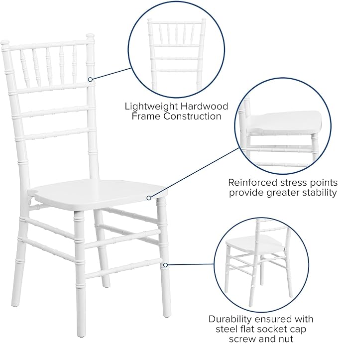 Flash Furniture Hercules Series Chiavari Chair for Formal Events and Banquets, Commercial/Residential All-Occasion Event Chair, White - LeafyLoom