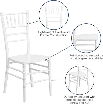 Flash Furniture Hercules Series Chiavari Chair for Formal Events and Banquets, Commercial/Residential All-Occasion Event Chair, White - LeafyLoom