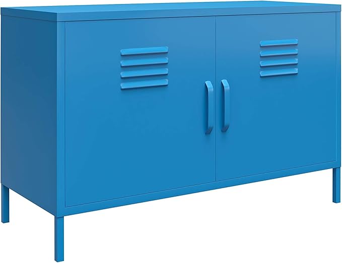 Novogratz Cache 2 Door Metal Locker Accent Storage Cabinet, Blue - LeafyLoom