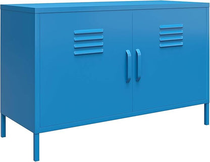 Novogratz Cache 2 Door Metal Locker Accent Storage Cabinet, Blue - LeafyLoom