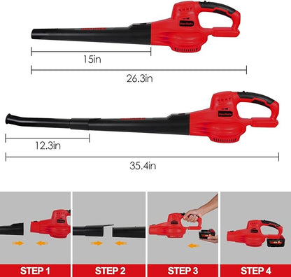 Cordless Leaf Blower, MaxMore for Milwaukee 18V Battery (Battery NOT Included) Handheld Electric Jobsite Air Blower 100CFM 118MPH Powerful for Lawn Care/Snow Blow/Yard Clean - LeafyLoom