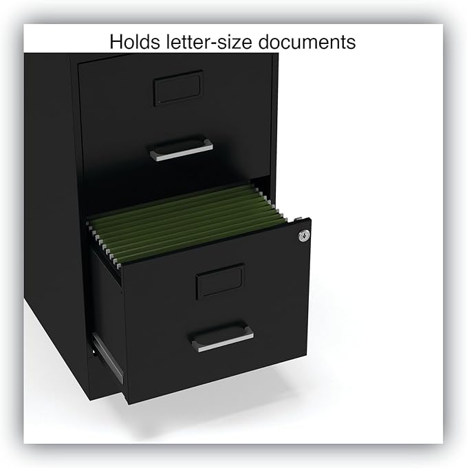 Alera 2806262 14 in. x 18 in. x 24.1 in. Soho 2-Drawer Vertical Letter File Cabinet - Black - LeafyLoom