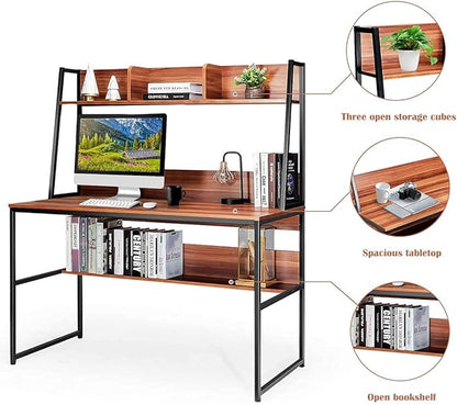 Computer Desk, Brown - LeafyLoom