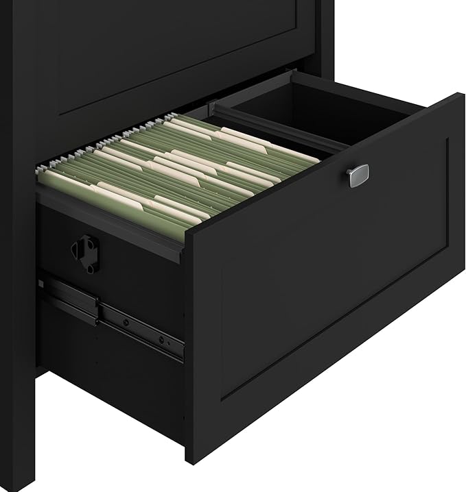 Bush Furniture Broadview 2 Drawer Lateral File Cabinet in Classic Black | Storage for Home Office Workspace - LeafyLoom