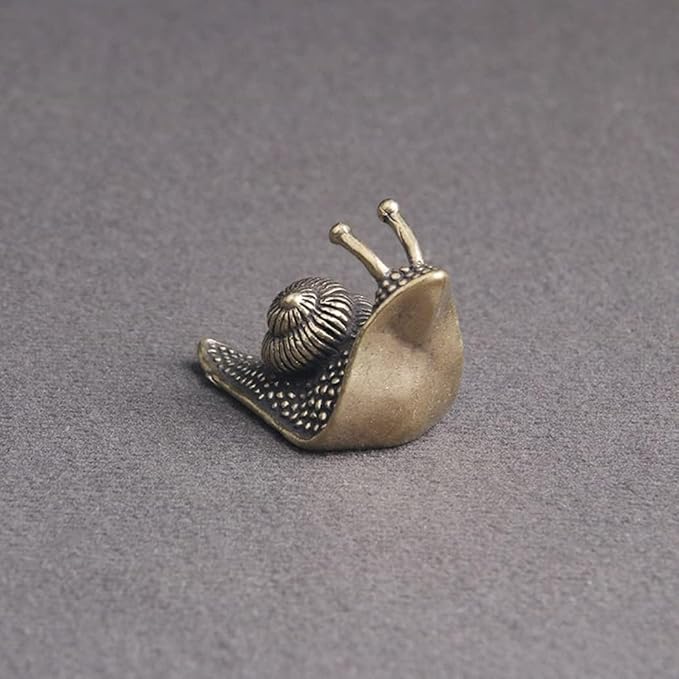 Vintage Solid Brass Small Snail Figurine - Cute Desk Decor for Collectors - Perfect Office or Home Accent(Small Snail) - LeafyLoom