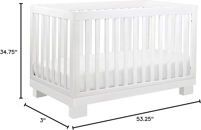 Babyletto Modo 3-in-1 Convertible Crib with Toddler Bed Conversion Kit in White, Greenguard Gold Certified - LeafyLoom