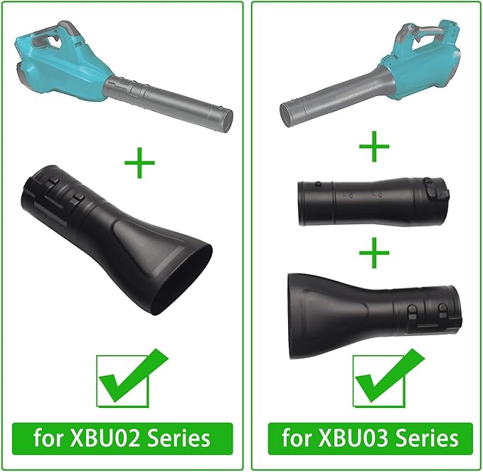 191B21-6 191L13-5 Adapter Pipe & 197889-6 Flat end Nozzle, Compatible with Makita Blower, for Makita X2 36V Hand Held Blower XBU02Z - XBU03 18V Brushless Cordless Blower - LeafyLoom