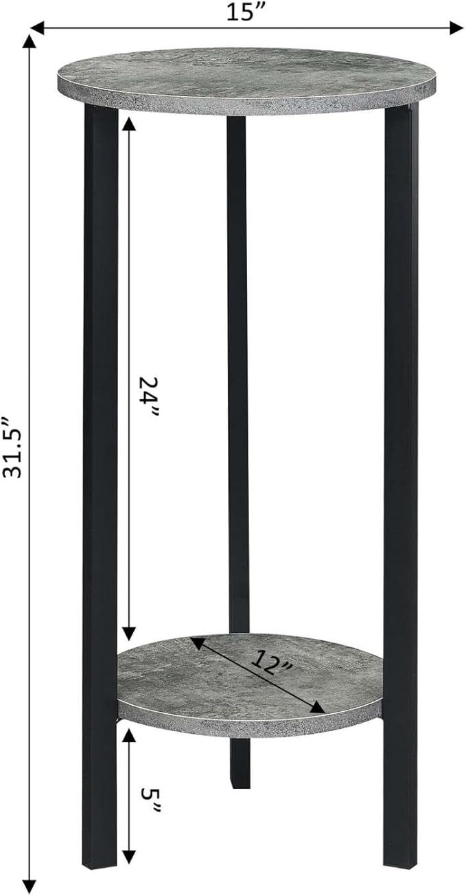 Convenience Concepts Graystone 31 inch 2 Tier Plant Stand, Cement/Black - LeafyLoom