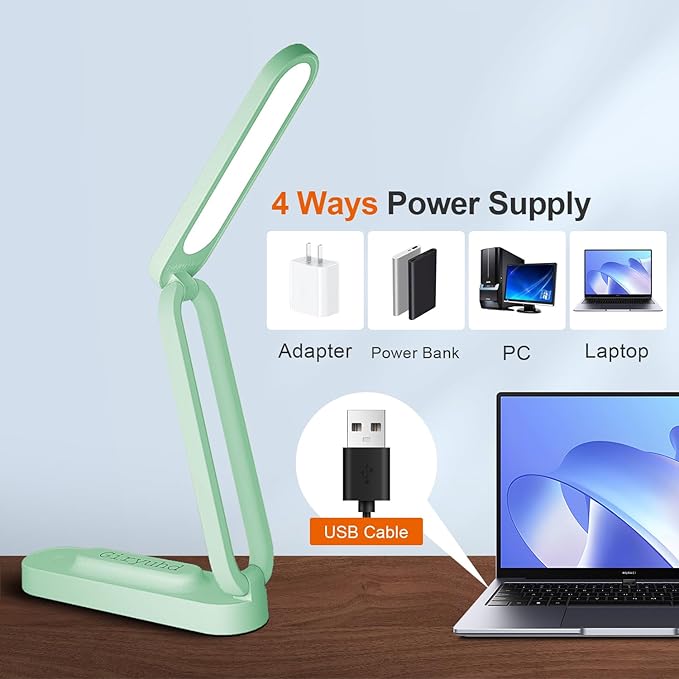 LED Desk Lamp for Office Home & Battery Operated Lamp Rechargeable Lamp Foldable & Portable Light, LED Desk Light Strip, 3 Brightness Dimmable Small Desk Lamp Wireless Reading Lamp - LeafyLoom