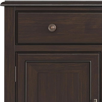 SIMPLIHOME Connaught Low Storage Cabinet, 67 inch, Dark Chestnut Brown - LeafyLoom