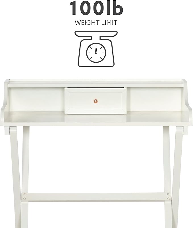 Linon Home Décor Mable White Folding Desk - LeafyLoom