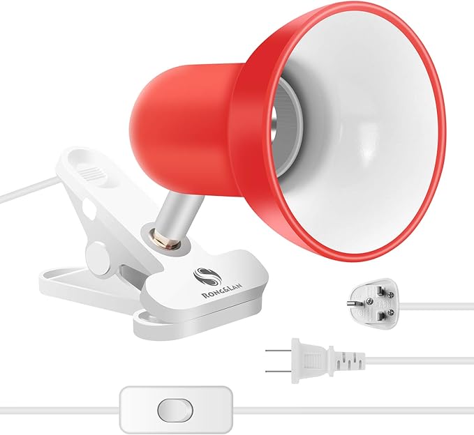 Sun-Rising Cilp on Light,360° rotation Clip on Lamp Portable Book Reading Light,Clamp on Desk/Table/Bunk Bed/Cupboard Home Lighting, (Clamp Light seven colors for your choice) Red - LeafyLoom