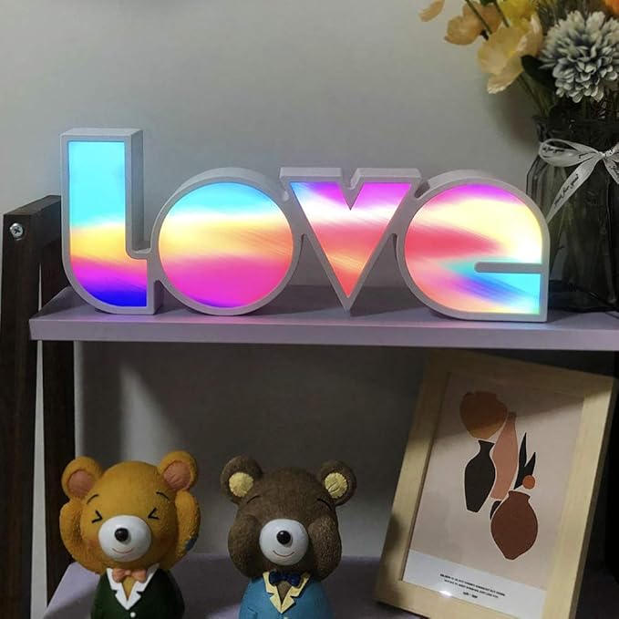 GUOCHENG LED Love Sign Lights - Love Marquee Signs Lamp Battery&USB Power Love Letters Decoration for Home Children Kids Bedroom Nursery,Valentine's Day Gifts(Colorful) - LeafyLoom