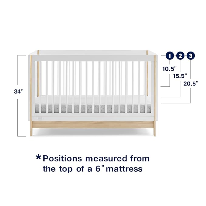 GAP babyGap Tate 4-in-1 Convertible Crib - Greenguard Gold Certified, Bianca White/Natural - LeafyLoom