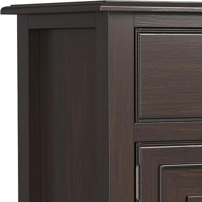 SIMPLIHOME Connaught Low Storage Cabinet, 51 inch, Chestnut Brown - LeafyLoom