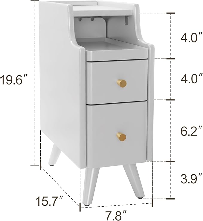 Small Nightstand, Solid Wood Nightstand with Drawers, Walnut Bedside Table for Bedroom - LeafyLoom