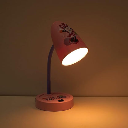 Idea Nuova Disney Minnie Mouse Switch Operated LED Task Table and Desk Lamp with Charging Outlet - LeafyLoom