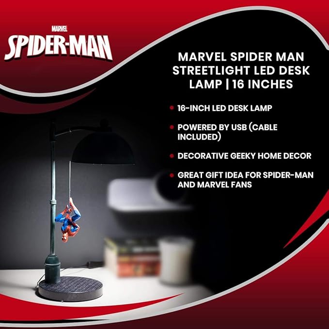 Ukonic Marvel Spider Man Streetlight LED Mood Light Desk Lamp | Superhero Night Light | 16 Inches - LeafyLoom