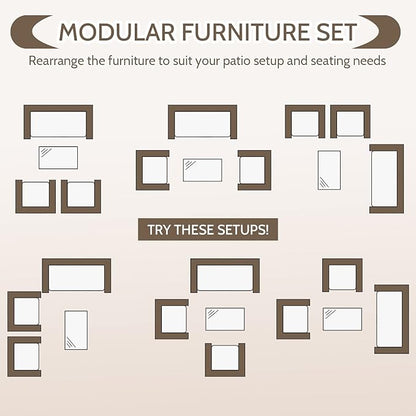 FDW 4 Pieces Patio Furniture Set Wicker Patio Conversation Set with Rattan Chair Loveseats Coffee Table for Outdoor Indoor Garden Backyard Porch Poolside Balcony,Brown Wicker/Blue Cushions - LeafyLoom