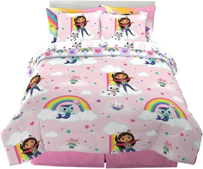 Franco Gabby's Dollhouse Kids Bedding Super Soft Comforter and Sheet Set with Sham, 7 Queen Size, (Official Licensed Product) - LeafyLoom