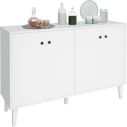 Buffet Cabinet with Storage,Kitchen Sideboard Buffet with 4 Doors Console Table,Modern Sideboard for Dinning Room,Living Room(White) - LeafyLoom