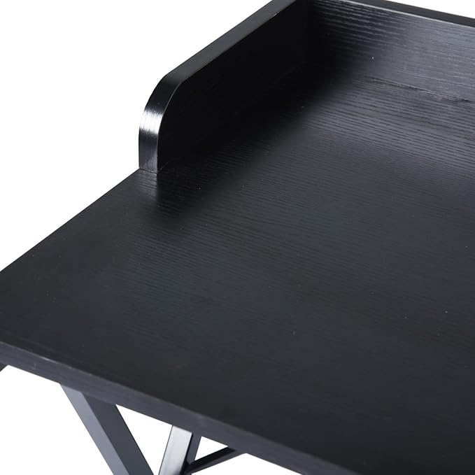 FurnitureR Office Desk, Simple Style Writing Table Computer Study Desk with Baffle, Home Office PC Laptop Table, 47.2 Inches, Black - LeafyLoom