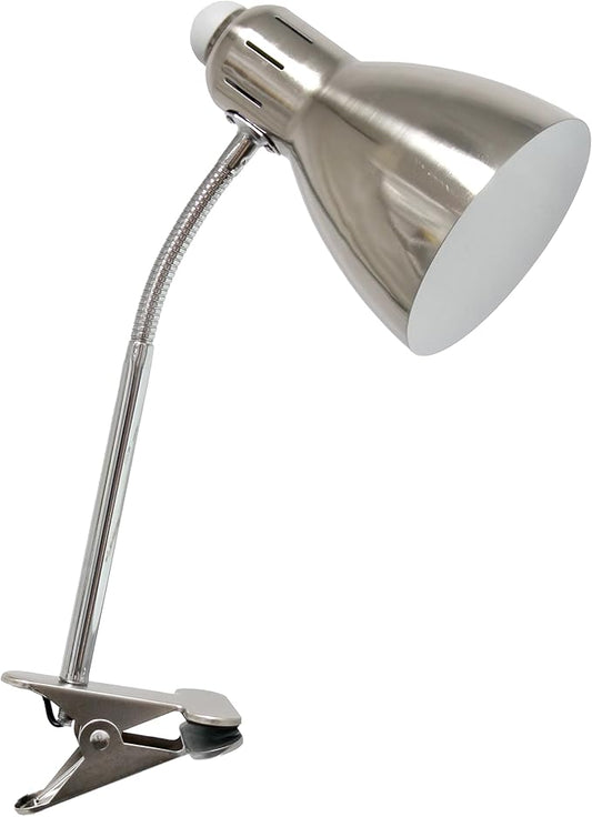 Simple Designs LD2016-BSN Adjustable Flexible Gooseneck Clip Light Desk Lamp, Brushed Nickel - LeafyLoom