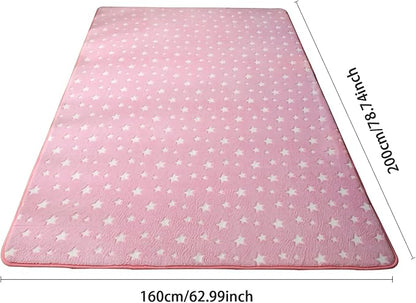 Eanpet Glow in The Dark Floor Mats Luminous 5’ x 7’ Area Rug Soft Decorative Play Mat for Kids Crawling Mat Non-slip Living Room Rug Carpets for Bedroom Home Decor,Pink Star - LeafyLoom