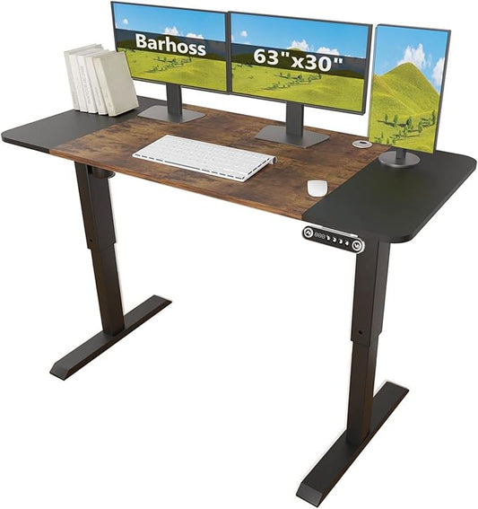 Standing Desk Adjustable Height Desk,63x30Inches, Stand Up Desk Table for Home Office, Home Office Computer Desk,Memory Preset,Height adjustments from 28" to 46" - LeafyLoom