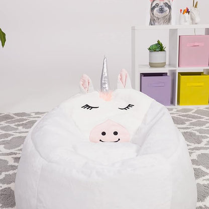 Posh Creations Cute Soft and Comfy Bean Bag Chair for Kids, Animal - Pink Llama - LeafyLoom