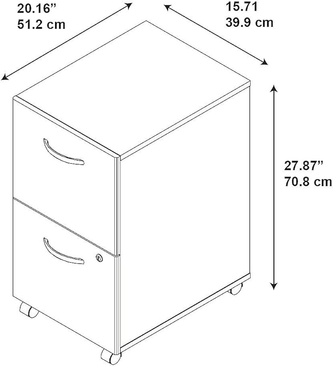 Bush Business Furniture Series C 2 Drawer Mobile File Cabinet in Mocha Cherry - Assembled - LeafyLoom