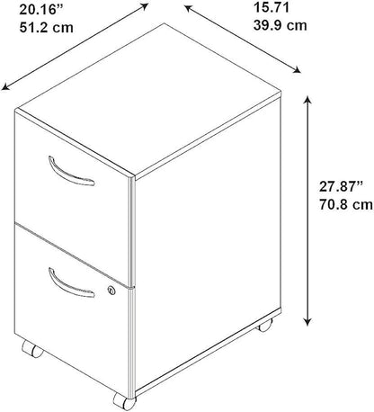 Bush Business Furniture Series C 2 Drawer Mobile File Cabinet in Mocha Cherry - Assembled - LeafyLoom